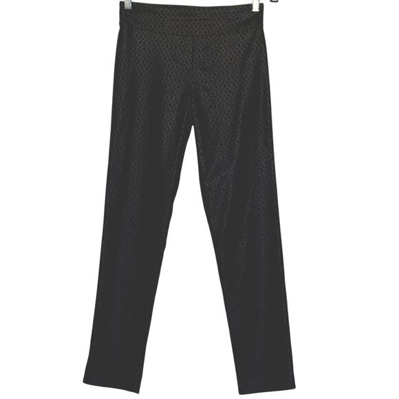 Krazy Larry Pull On Slimming Ankle Pant Womens Size 4 Black Gray Diamond Print - Picture 1 of 6